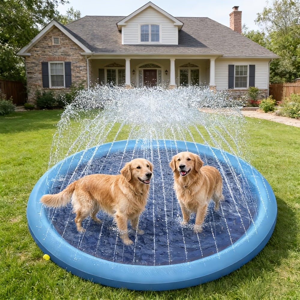 Splash Pad for Large Dogs – Extra Thick 0.6mm Non-Slip Dog Sprinkler Pool & Cooling Mat, Heavy Duty Outdoor Summer Water Play Fountain for Jumbo Breeds