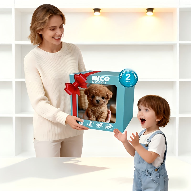 Realistic Robot Puppy Toy - Lifelike Interactive Dog Walks Barks Wags Tail, Soft Plush AI Pet for Kids, Birthday Halloween Christmas Gift for Boys Girls Ages 3+