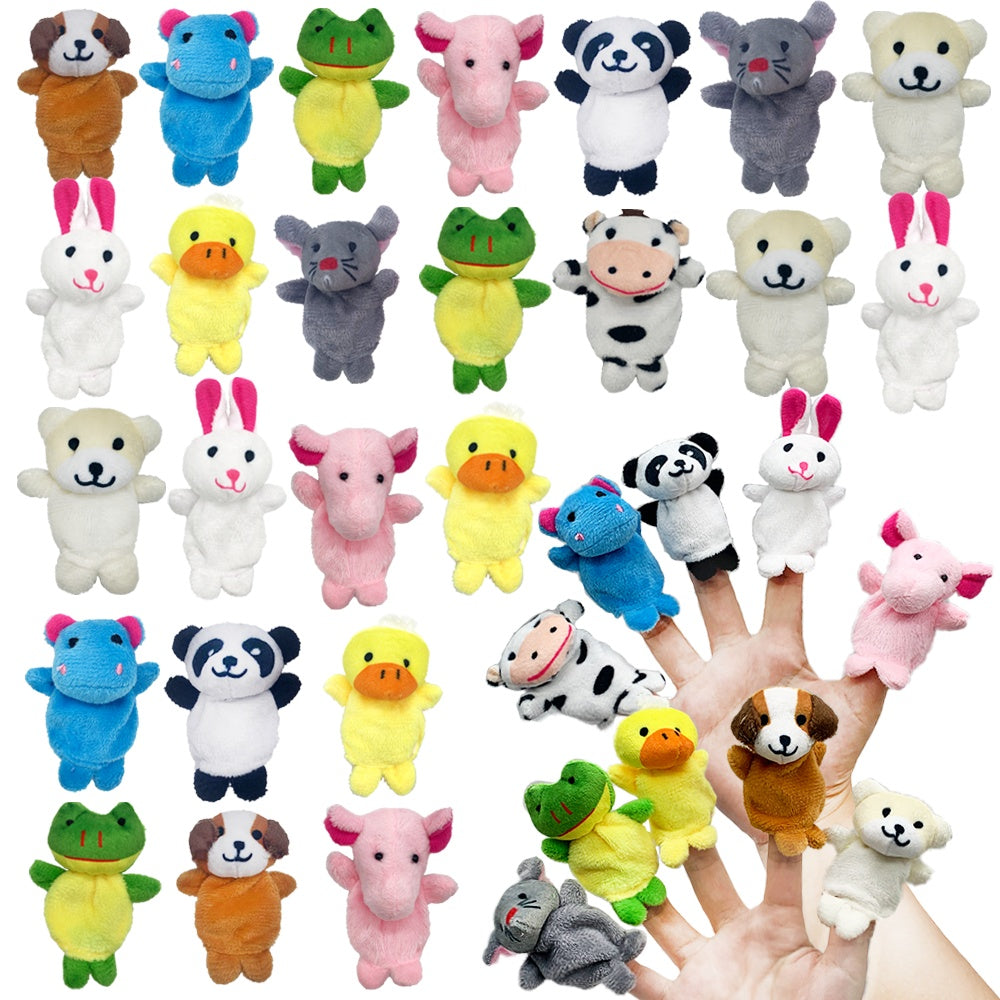 Animal Finger Puppets Set 20pcs Soft Plush Mini Puppets for Kids Toddlers - Elephant Cow Chicken Horse Dog Figures for Puppet Shows Party Favors Classroom