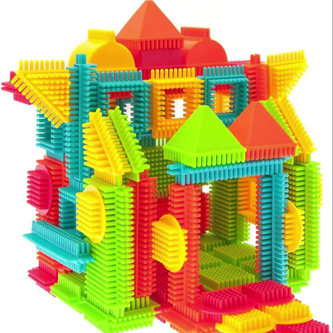 150pcs Hedgehog Interlocking Soft Bristle Building Blocks Set - Educational STEM Toy for Preschoolers, Toddler Learning Gift for Birthdays & Holidays