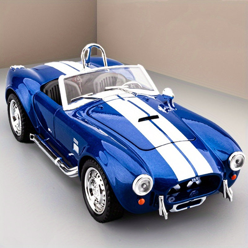 1:22 Scale Shelby Cobra Vintage Die-Cast Model Car Zinc Alloy Openable Doors Static Display Collectible Gift for Car Enthusiasts Home Office Desk Decor
