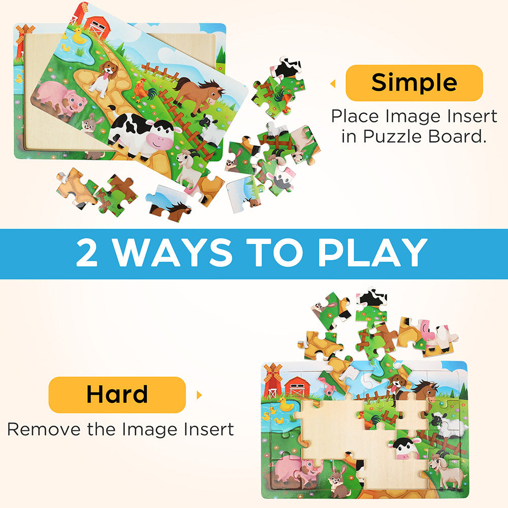 6 Pack Wooden Jigsaw Puzzles for Kids – 24 Pieces Each, Preschool Learning Toys for Toddlers Boys & Girls, Educational STEM Puzzle Set, Birthday Gift for Ages 3-5
