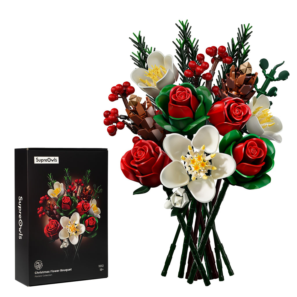 Rose Lily DIY Building Block Flower Bouquet Set Healing Flower Series Artificial Desktop Decoration Birthday Valentine's Day Mother's Day Gift for Girls Women