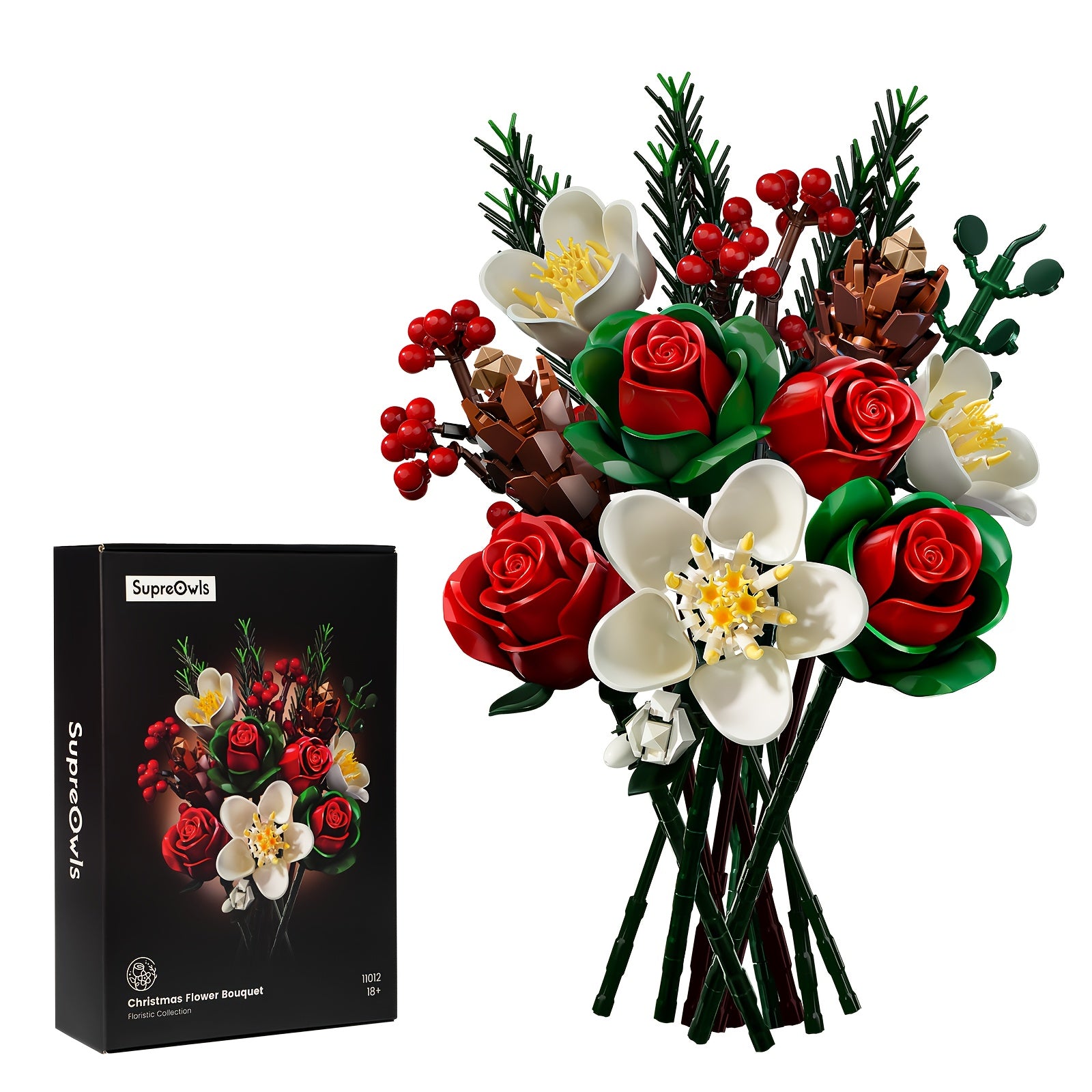 Rose Lily DIY Building Block Flower Bouquet Set Healing Flower Series Artificial Desktop Decoration Birthday Valentine's Day Mother's Day Gift for Girls Women
