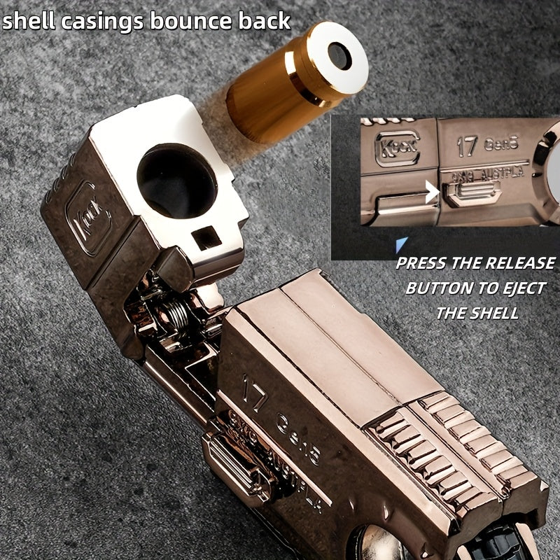 Alloy Finger Pistol Fidget Stress Relief Toy – One-Touch Cartridge Metal Fingertip Gun Novelty Mischievous Toy Perfect Gift for Adults Teens