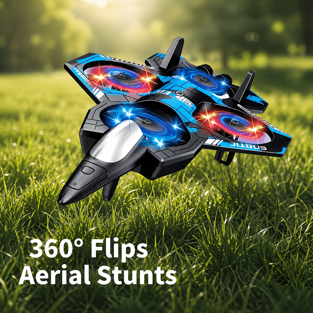 RC Drone with 360 Degree Stunt Flip Altitude Hold One-Button Takeoff Landing Dual Rechargeable Batteries LED Colorful Lights Remote Control Quadcopter for Kids Beginners Gift