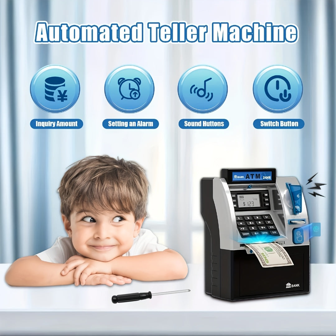 Kids Electronic ATM Piggy Bank with Password Lock – Coin & Banknote Savings Bank for Boys & Girls, Financial Education Toy, Birthday Christmas Holiday Gift Ages 5+