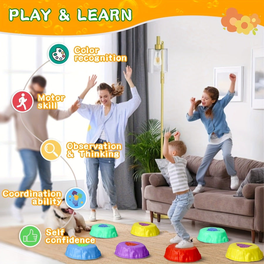 Light Up Stepping Stones for Kids 10pcs Balance Training Coordination Sensory Toy - Indoor Outdoor Game Kit - Birthday Halloween Christmas Gift Ages 3+