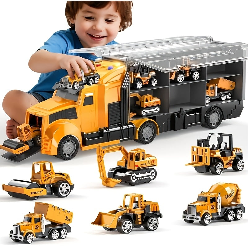 Diecast Toy Cars for Kids Ages 3-9 – Construction Truck Set & Dinosaur Toy Car – Excavator Play Vehicles Boys Girls Birthday Christmas Gift