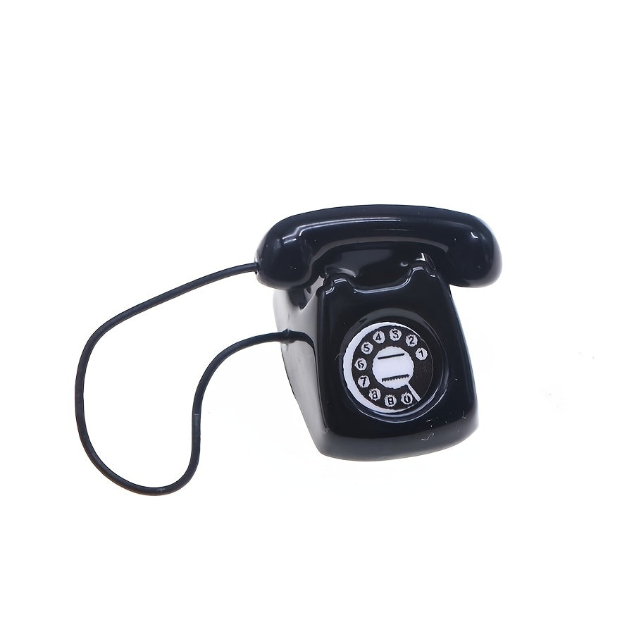Dollhouse Miniature Vintage Rotary Phone 2pcs Alloy – 1:12 Scale Furniture Props for Pocket Scene Diorama DIY Decor Collector Gift