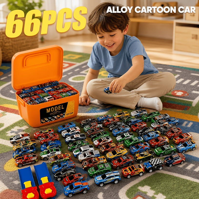 66-Set Toy Car Kits for Kids with Optional Storage Box – Educational DIY Mini Vehicle Playset, Fun Festival & Birthday Gift for Children, Boys and Girls
