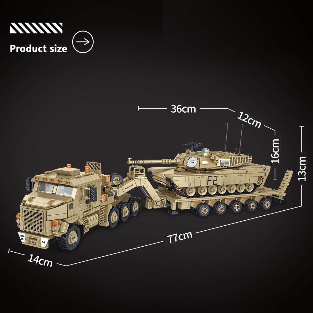 3482pcs MOC Tank Hauling Armored Transport Vehicle Building Block Set - Adult Military Collection Display Model, Military Enthusiast Gift