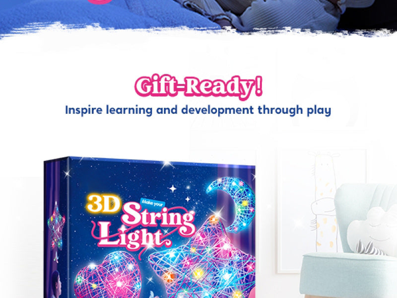 3D String Art Kit for Kids – Light Up DIY Lantern Craft Set with 30 LED Bulbs, Balloons & Yarn, Birthday Gift Arts and Crafts for Girls Boys
