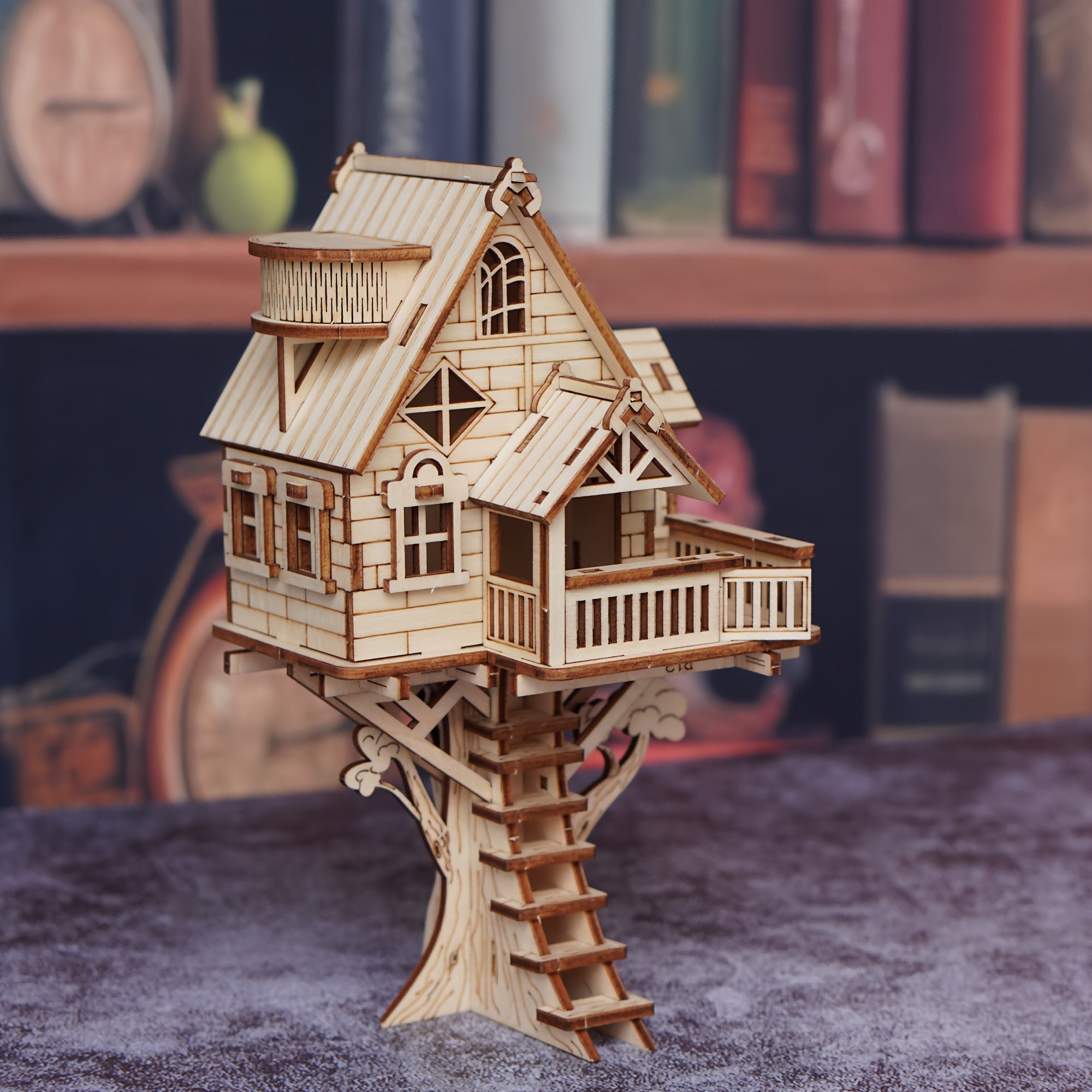 Wooden 3D Puzzle Model Kit Fisherman's Cabin - Handmade Wood Assembly Building Set for Adults & Kids, STEM Craft Gift