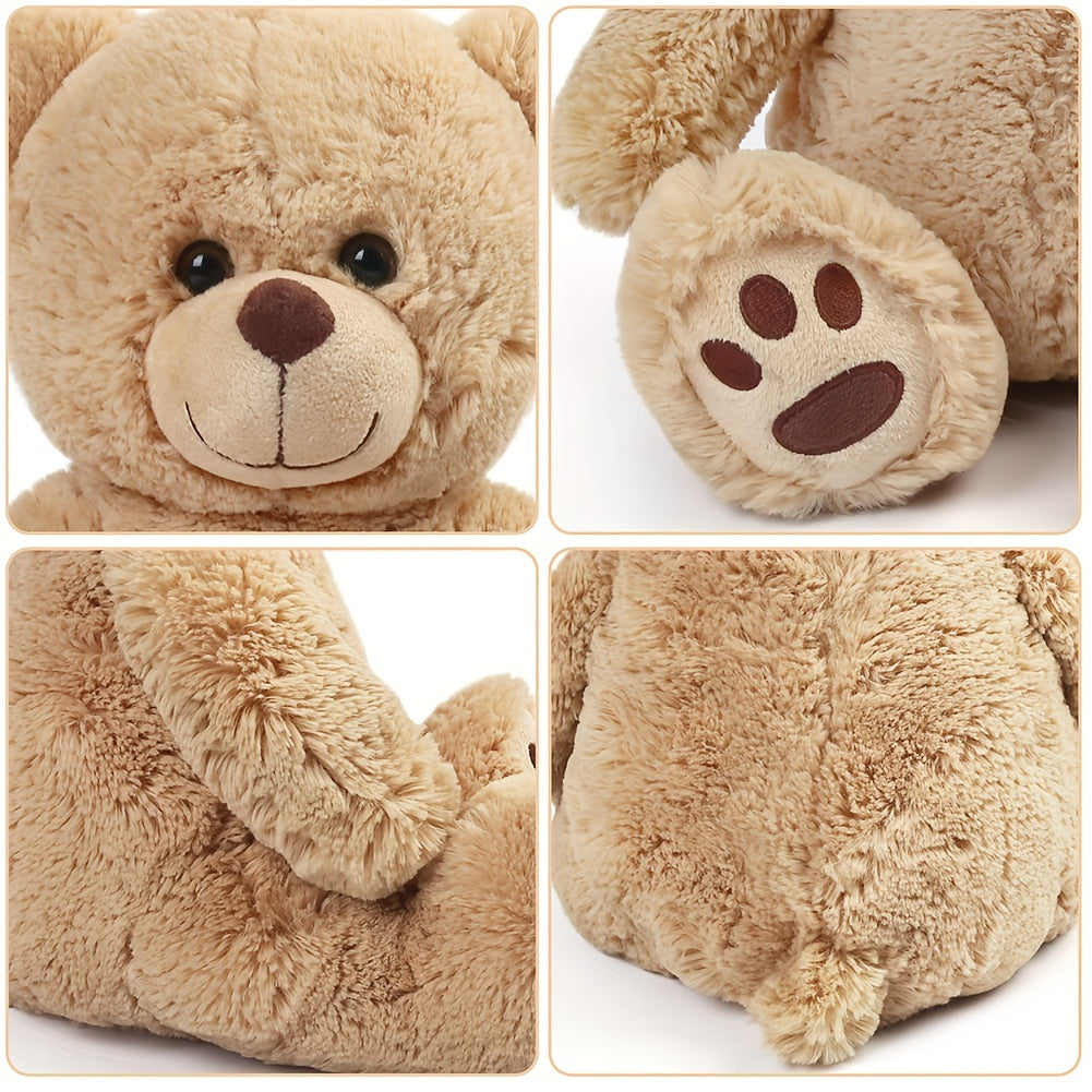 Brown Teddy Bear Stuffed Animal 10 & 12 Inch – Super Soft Plush Teddy Bear Toy with Safe Lock-Washer Eyes, Huggable Gift for Kids Toddlers Boys Girls, Birthday Christmas Easter