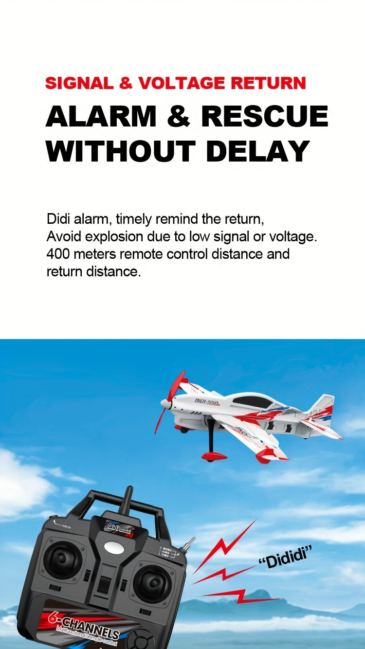 RC Plane 6CH Brushless Motor Remote Control Airplane One-Key Stunt Glider 150M Altitude 2 Batteries Beginner and Experienced Pilots Outdoor Flying Gift