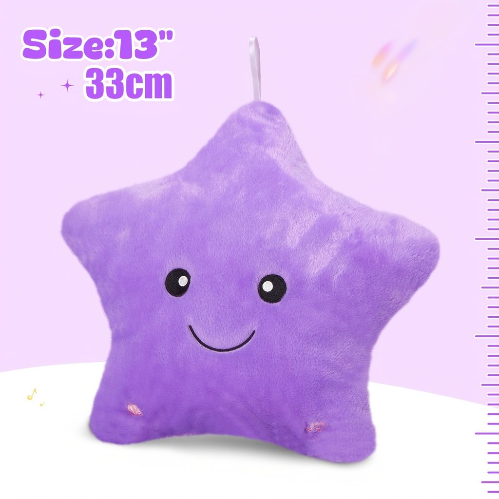 Musical Glowing Purple Star Plush Toy – Lullaby & Soft Starlight Night Light, Cozy Stuffed Star Plushie for Baby Toddler Bedroom, Birthday Baby Shower Holiday Gift for Kids Boys Girls