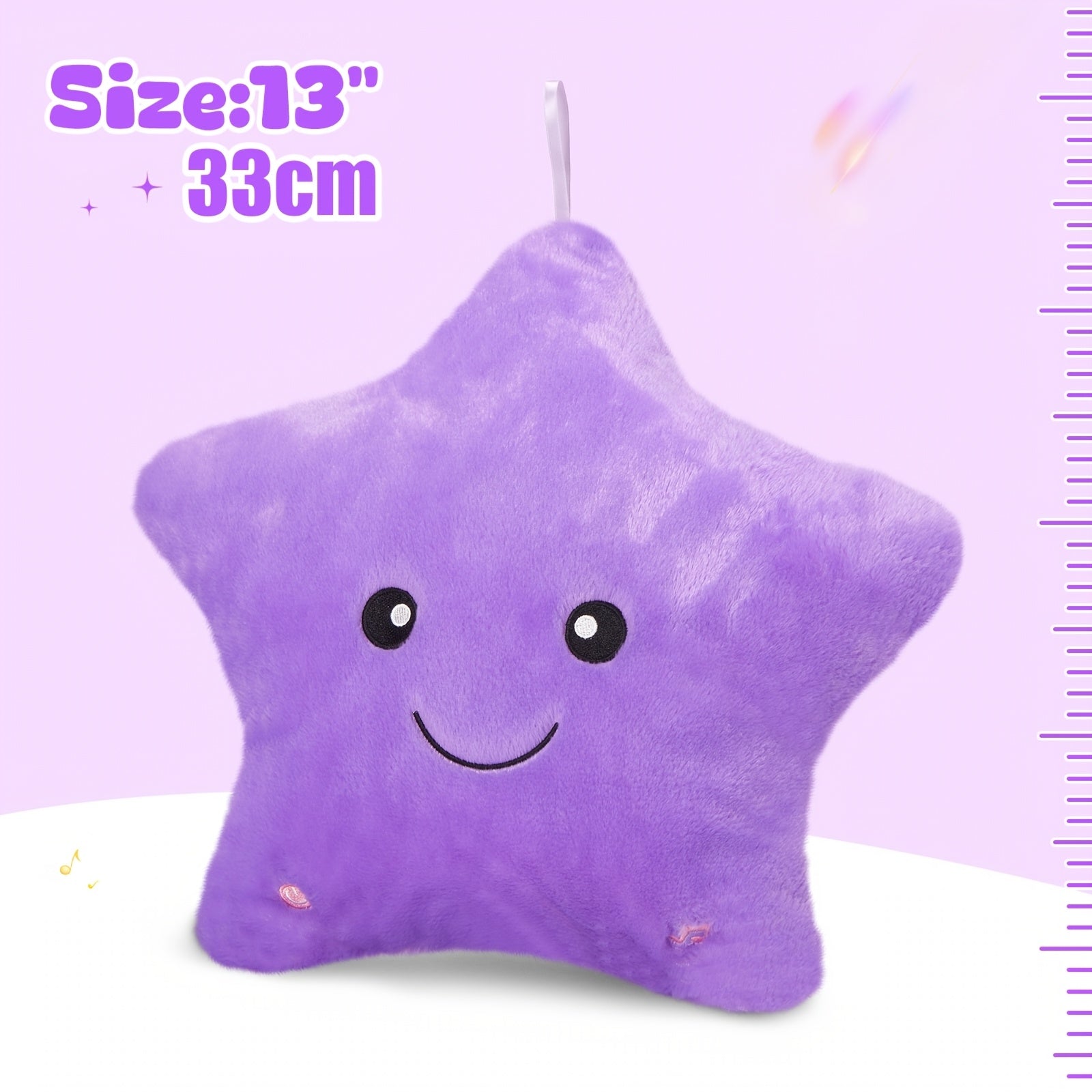 Musical Glowing Purple Star Plush Toy – Lullaby & Soft Starlight Night Light, Cozy Stuffed Star Plushie for Baby Toddler Bedroom, Birthday Baby Shower Holiday Gift for Kids Boys Girls