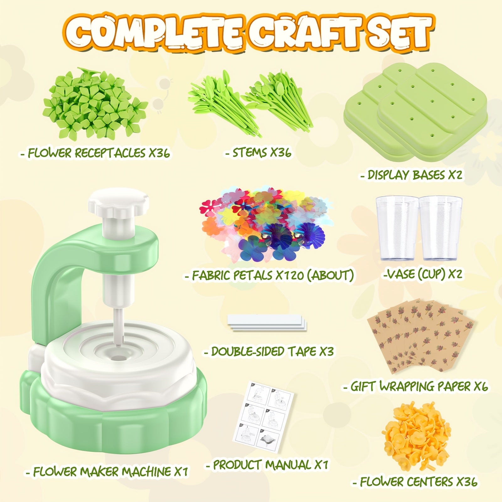 Flower Bouquet Craft Kit for Kids Build Your Own Bouquet Art Toy Creative Educational Gift for Toddlers Girls Boys Ages 3+ Birthday Christmas