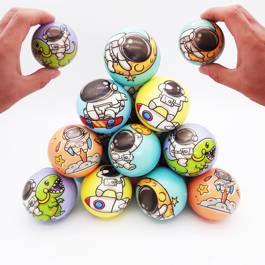Squishy Astronaut Stress Balls 24 Pack – 2.5" Colorful Sensory Squeeze Toys for Kids, Party Favors & Goodie Bag Stuffers