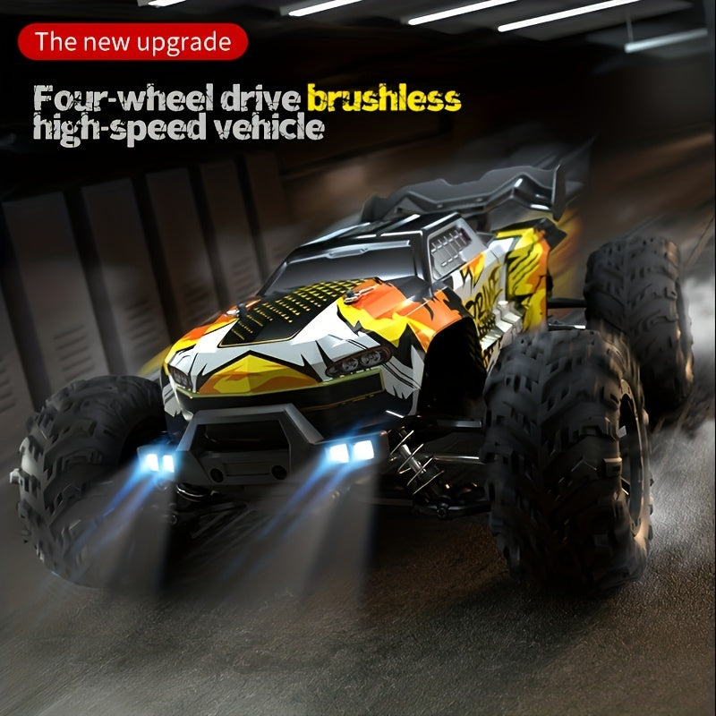 1/16 Scale 4WD Brushless Motor RC Car 70km/h High Speed 2.4G Remote Control Off-Road Drift Racing Truck with 2 Batteries – Kids Adults Gift