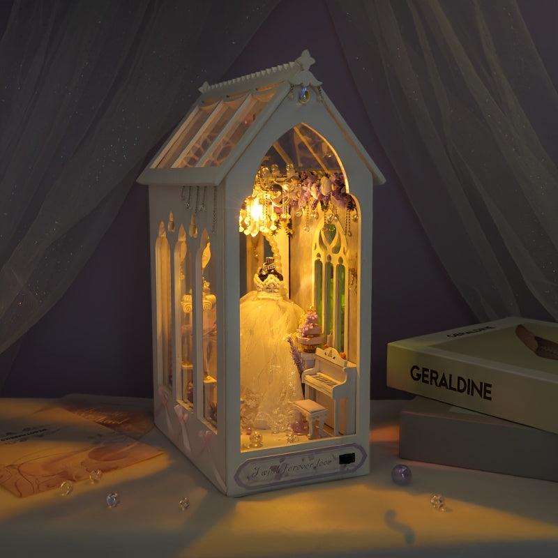 Wedding Dress Shop Miniature Dollhouse DIY Kit – Build Your Own Bridal Boutique with Furniture & Home Decor, Creative Craft Building Set for Teens Adults Ages 14+ Birthday Valentine Gift