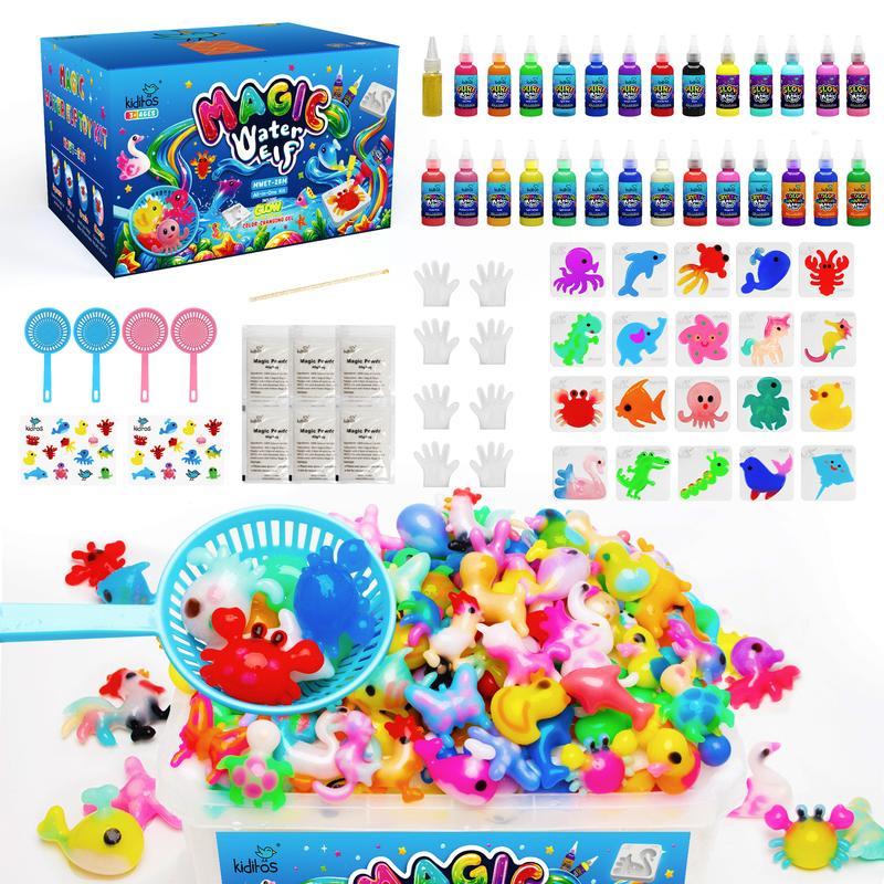 DIY Water Pets Kit by Kiditos, Magic Water Elf Gel and Sea Creature Molds for Squishy Sensory Crafts, Screen-Free Play and Birthday Gifts for Kids Ages 3+