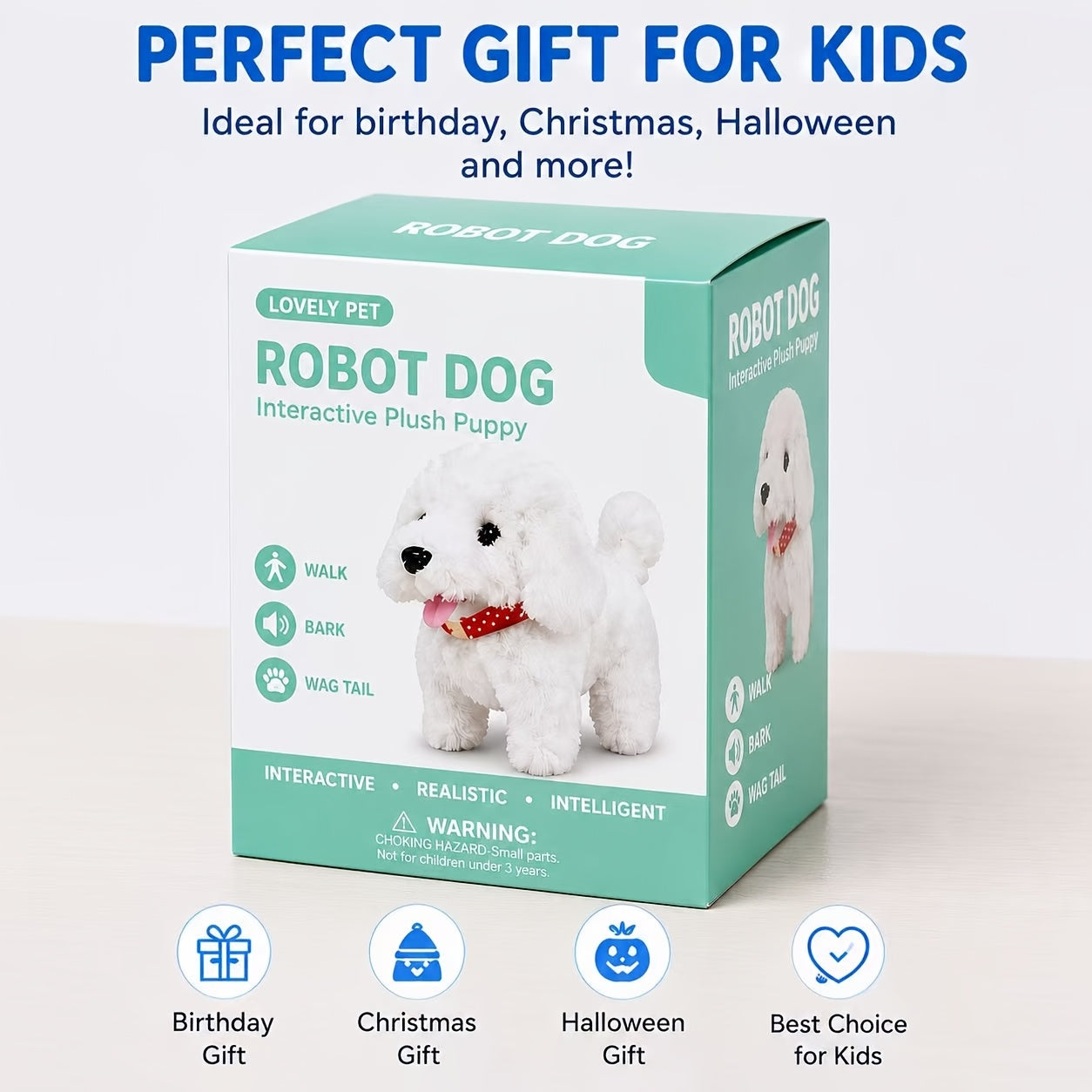 Interactive Robot Dog Toy – Realistic Plush Puppy That Walks, Barks & Wags Tail, Smart AI Electronic Pet Toy, Cute Gift for Boys & Girls, Birthday Halloween Christmas