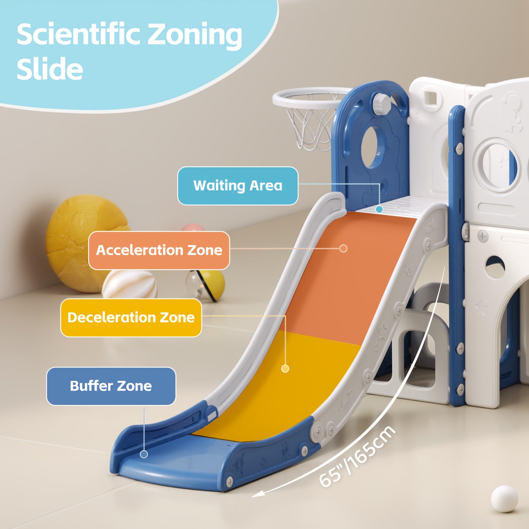 Toddler Slide Playset with Basketball Hoop and Telescope Indoor Outdoor Backyard Playground for Babies Kids Ages 1-3 Climbing Toy Gift