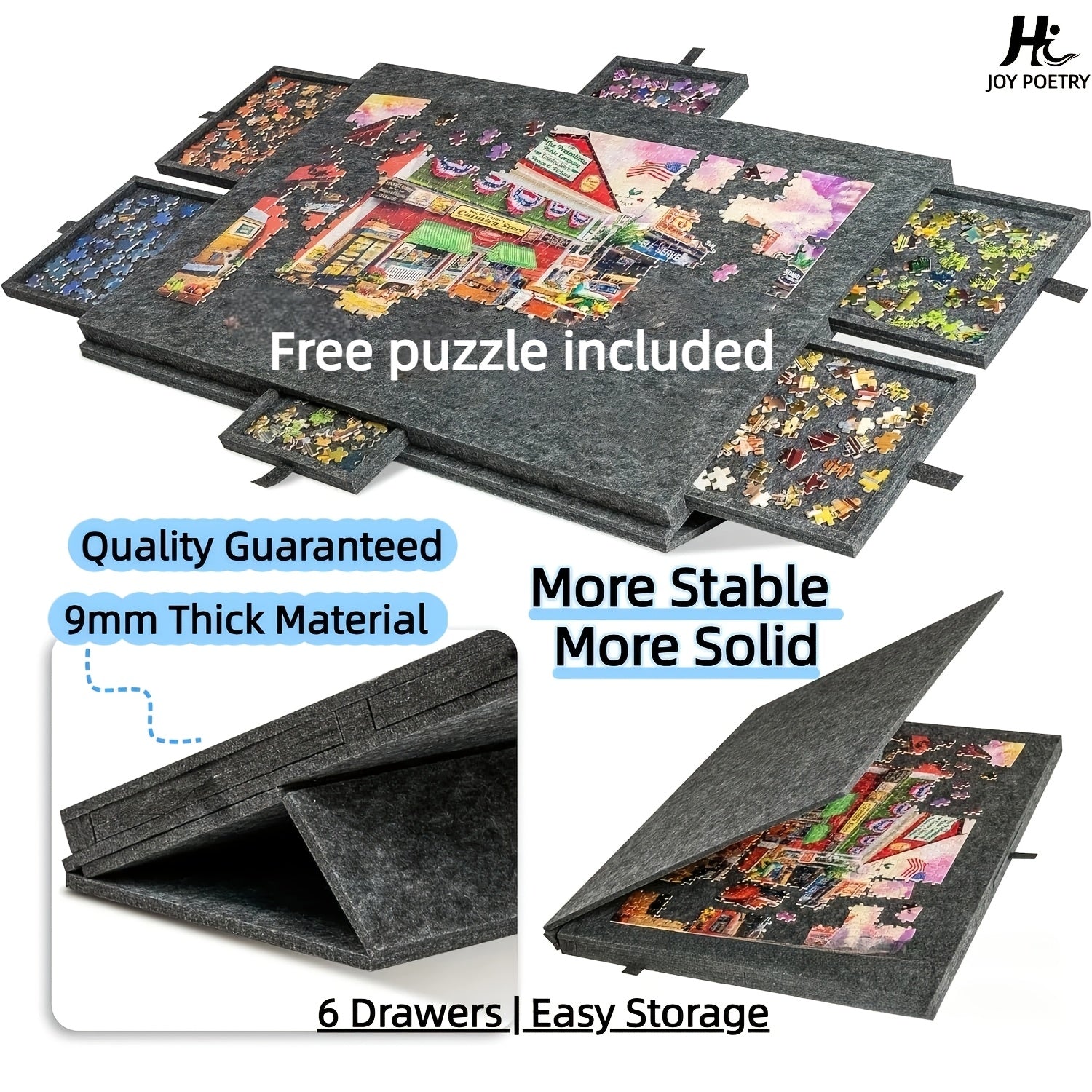 Portable Puzzle Board for 1000 & 1500 Piece Puzzles – Large Non-Slip Puzzle Table with Storage, Family Game Night Puzzle Tray for Adults and Kids