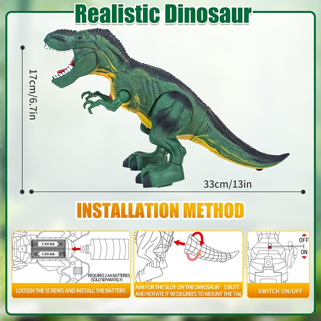 Electric Walking Dinosaur Toy Set 3-Pack with Sound & Light – T-Rex, Brachiosaurus & Stegosaurus Jurassic Dino Figures – Birthday & Christmas Gift for Boys Ages 3-7