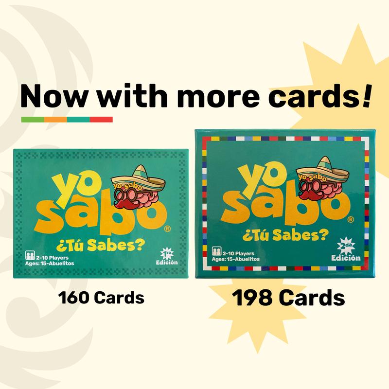 Bilingual Spanish Card Game Yo Sabo Edition 2 with 198 Cards, Latino Trivia and Chancla Challenges for Family Game Night and Language Practice
