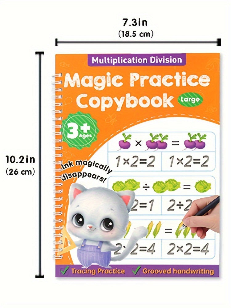 Magic Grooved Handwriting Practice Book for Kids Reusable Tracing Workbook Letters Numbers Drawing Ages 3-8 Kindergarten Preschool Learning Gift