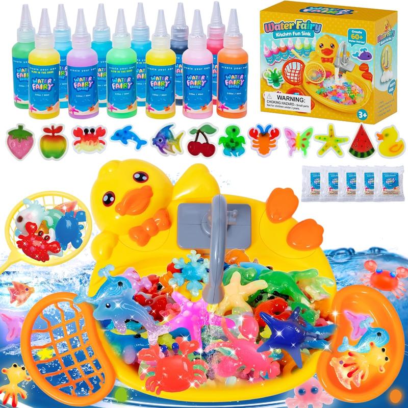 Magic Water Elf Kit by JoySpot, DIY Squishy Gel Animals with 12 Paints and 12 Molds, Glow-in-the-Dark Sensory Crafts for Kids and Creative Gifts