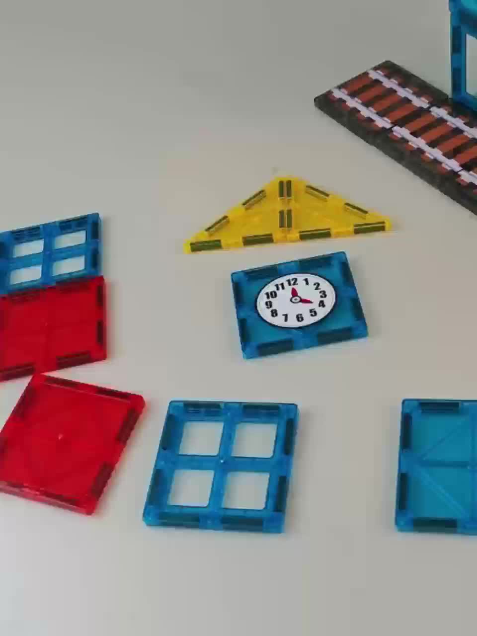Magnetic Train Station Building Set 60pcs with Railway Tracks Train Clock Tower Trees STEM Educational Toy for Toddlers Kids Ages 3 4 5 6 - Gift