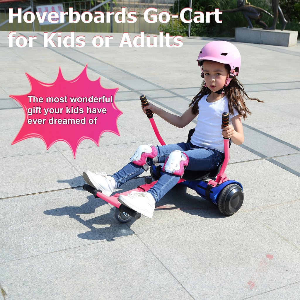 Hoverboard Go Kart Attachment for 6.5"-10" Hoverboards – Kids Hover Cart Seat Conversion Kit with Off-Road Tires, Shock Absorber & 360° Steering – Birthday Christmas Gift (Hoverboard Not Included)