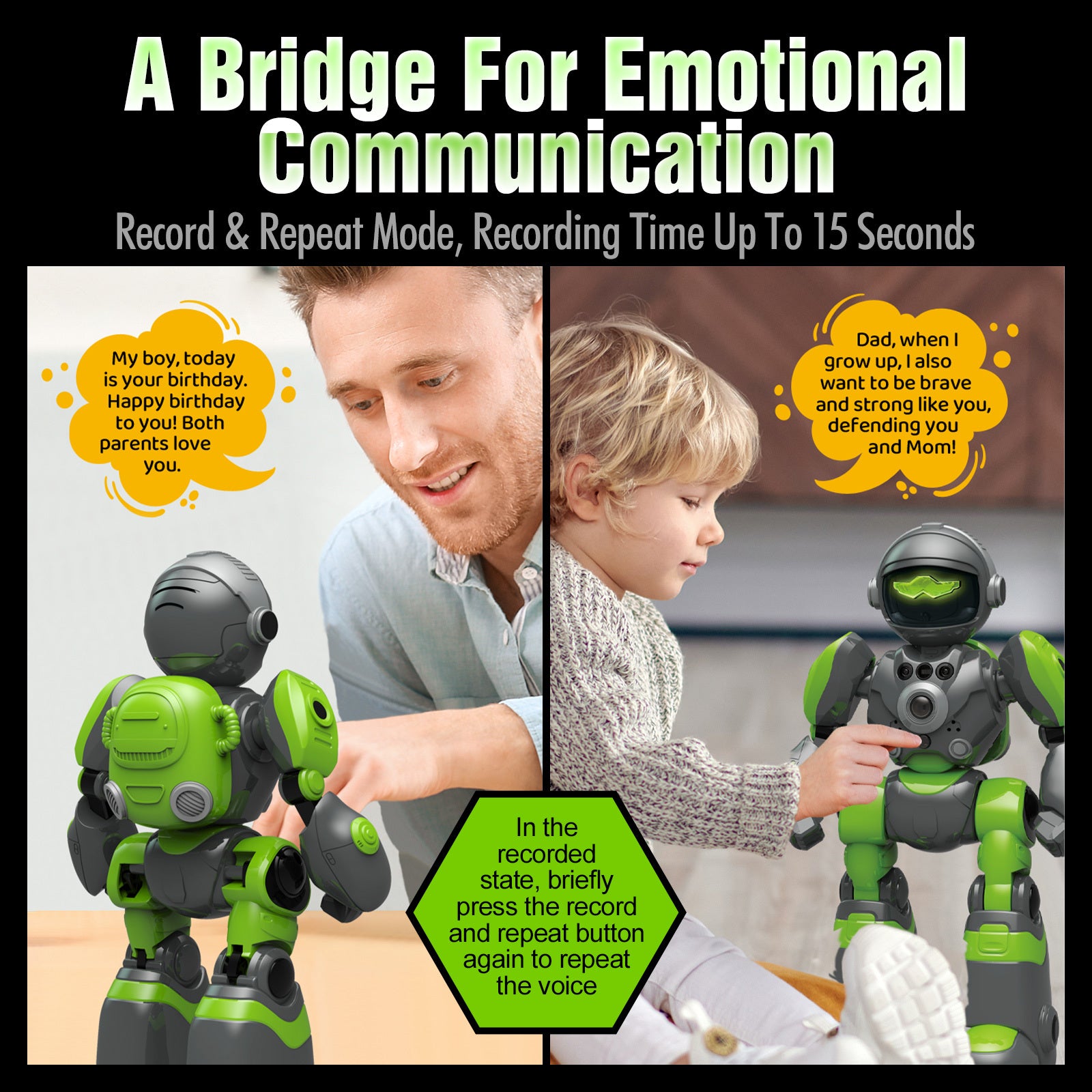 Gesture Control RC Robot Toy Voice Recording Programming EMO Mode LED Interactive Intelligent Robot Kids Boys Girls Birthday Christmas Gift Green Blue Pink Yellow