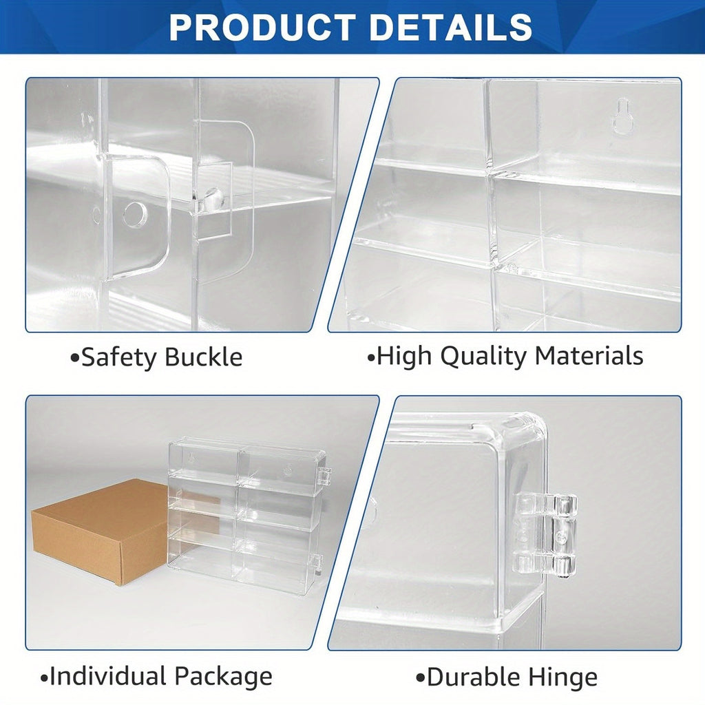 Die-Cast Car Display Case 4pcs 1/64 Scale Acrylic Holds 32 Cars - Dustproof Stackable Clear Storage Organizer for Hot Wheels Matchbox Collectors