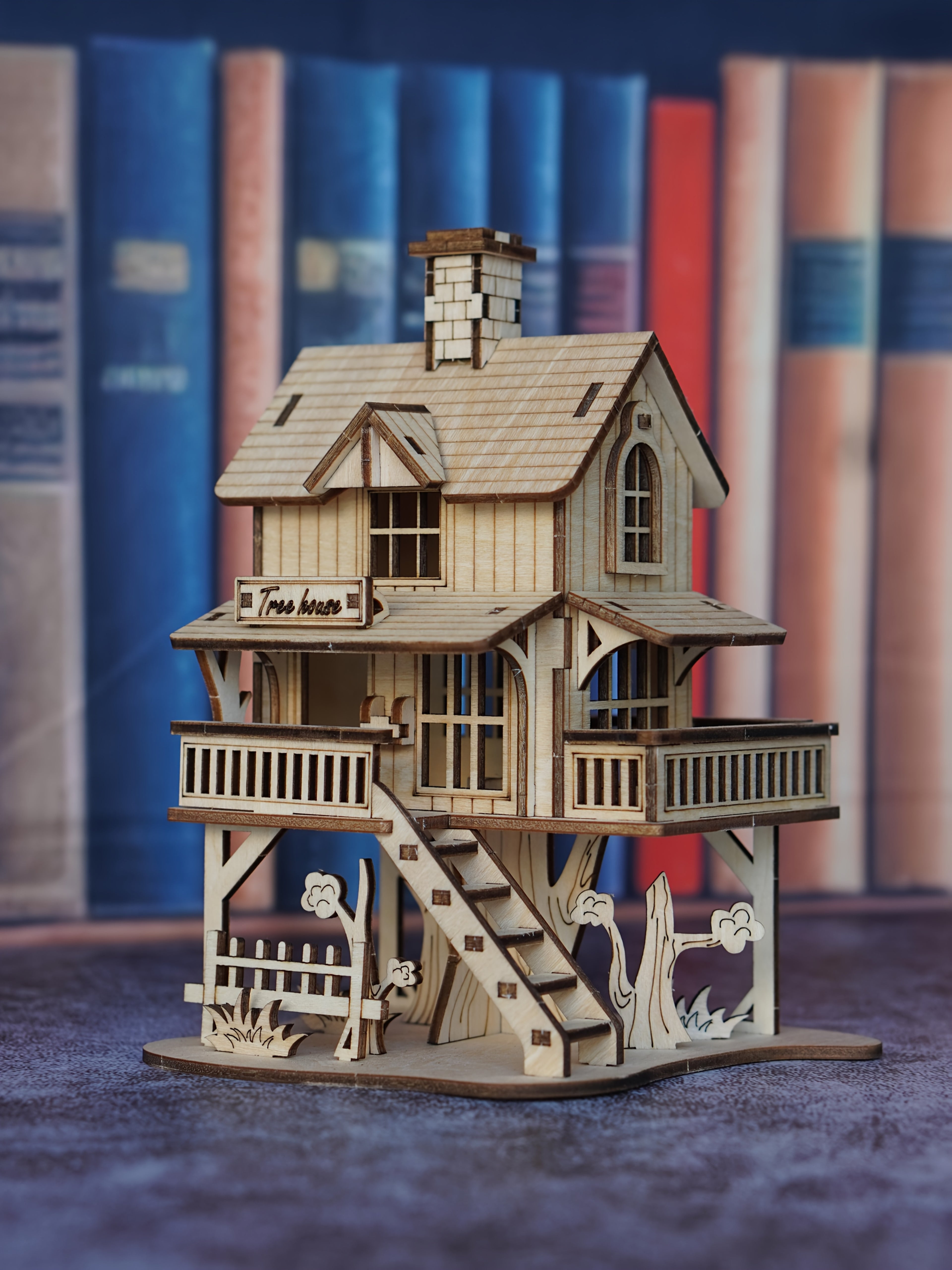 3D Wooden Cabin Puzzle Model DIY Building Kit Rustic Treehouse Architecture Interlocking Blocks Craft Set for Adults Teens Home Decor Gift