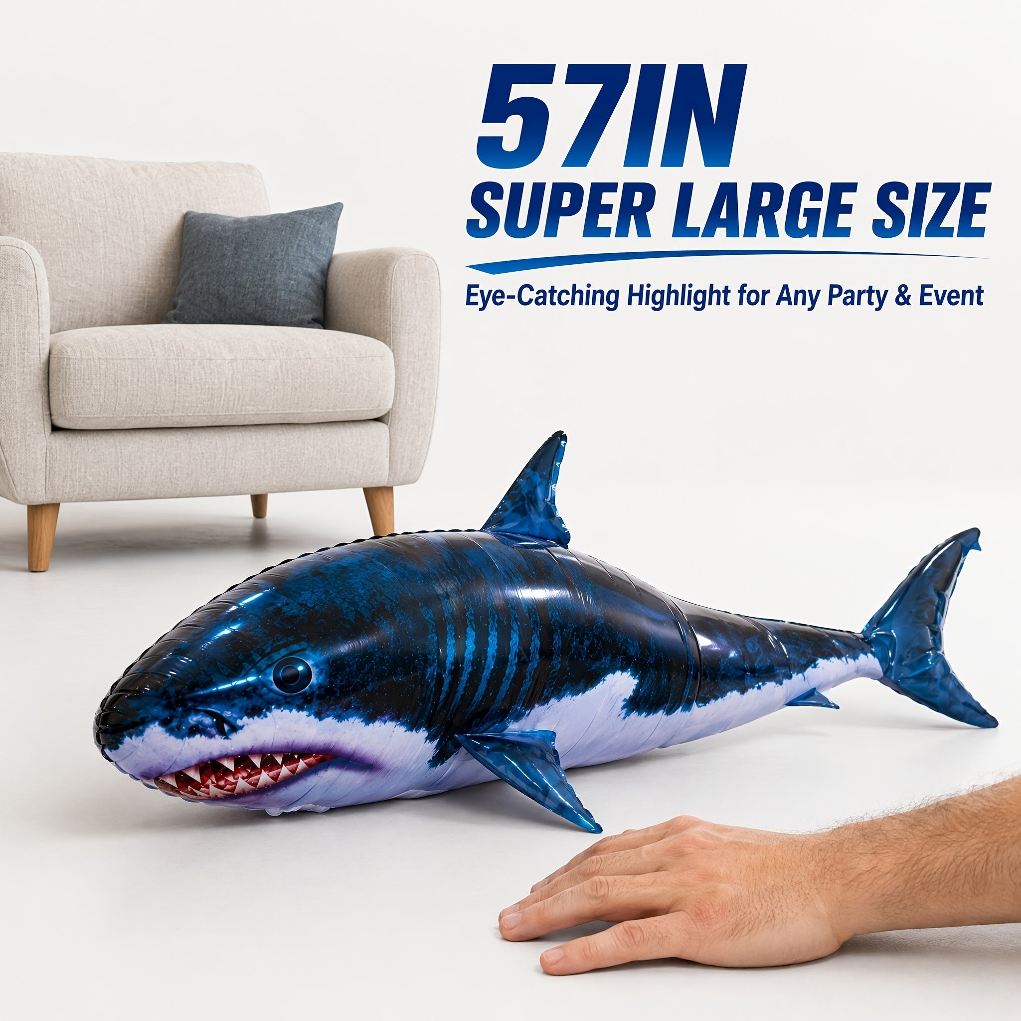 RC Inflatable Flying Shark Balloon Toy – Remote Control Air Swimmer, Indoor Flying Fish, Fun Birthday Party Gift for Kids & Adults