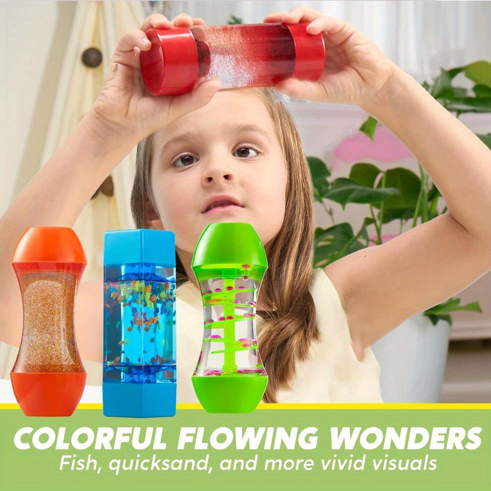 Fidget Tube Toys 4 Pack for Kids – Sensory Calming Tubes for Autism ADHD Stress Relief, Calm Down Corner Supplies, Speech Therapy, Birthday Christmas Gift