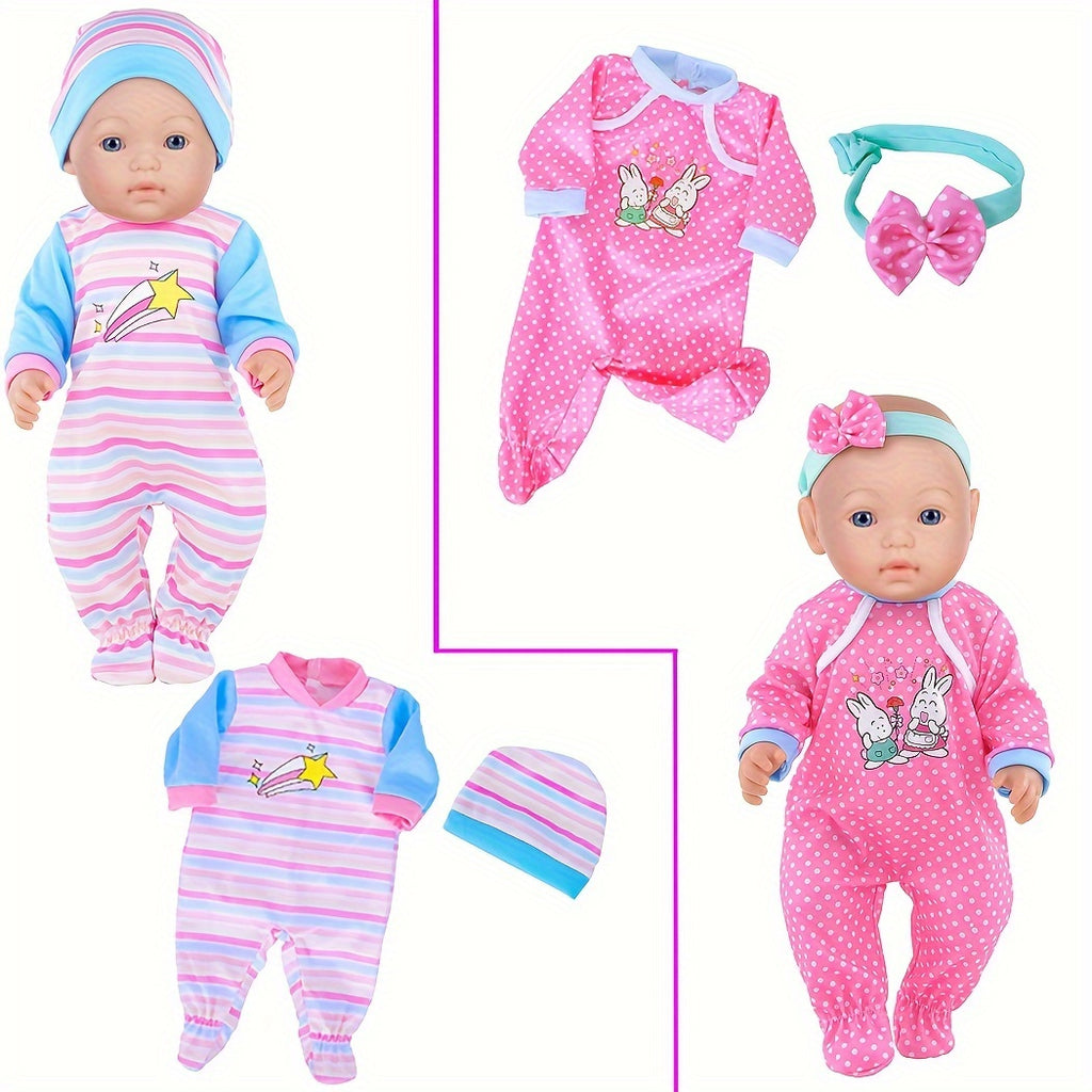 10 Sets Baby Doll Clothes for 14-16 Inch & 43cm Newborn Reborn Dolls – Soft Safe Rompers & Outfits, Easy On/Off, Complete Doll Wardrobe Gift for Kids Ages 3-12, No Doll Included