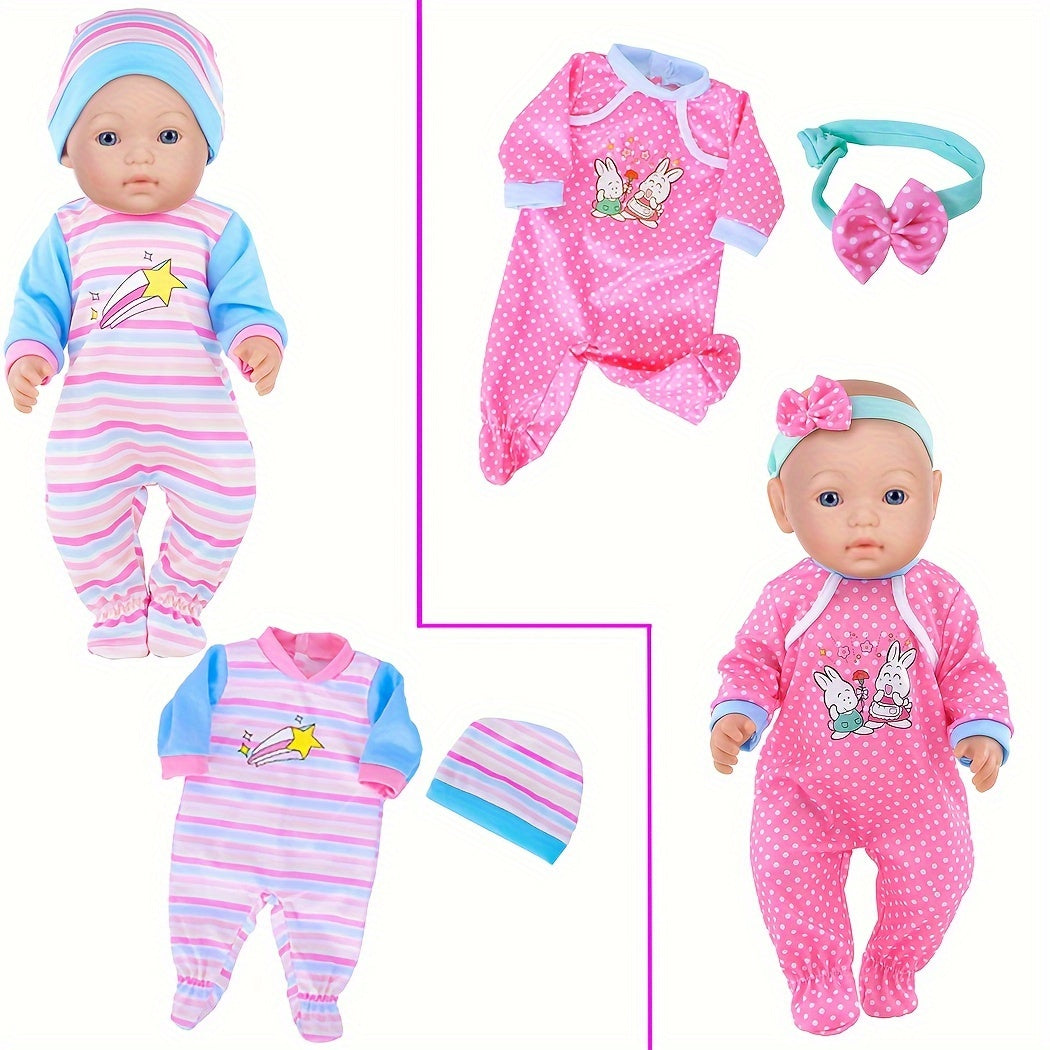 10 Sets Baby Doll Clothes for 14-16 Inch & 43cm Newborn Reborn Dolls – Soft Safe Rompers & Outfits, Easy On/Off, Complete Doll Wardrobe Gift for Kids Ages 3-12, No Doll Included