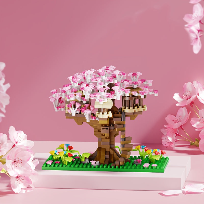Sakura Cherry Blossom Tree House Building Blocks 2028 & 1020 Piece – DIY Mini Brick Assembly Set, Collectible Desk Decor Model for Home Display, Relaxing Gift for Teens Adults Boys Girls