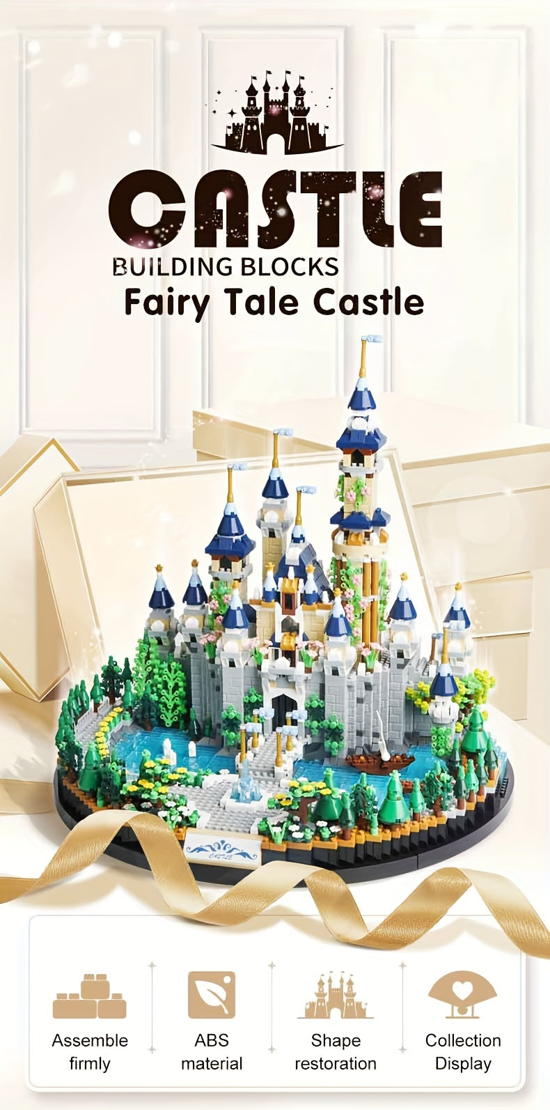 Princess Castle Building Blocks 3600pcs Fairytale Construction Toy for Girls – Educational Decorative Castle Model Kit with Gift Box, Room Decor – Birthday Valentine Easter Holiday Gift