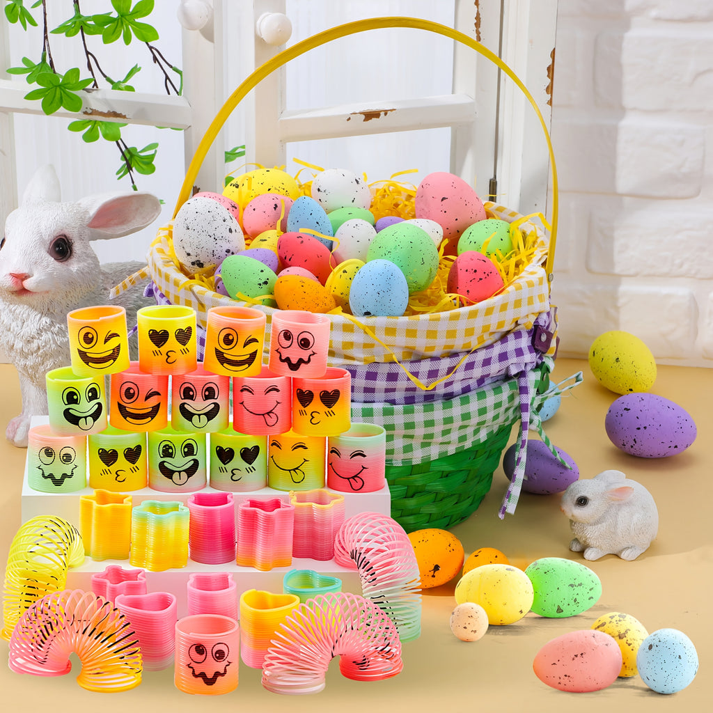 Rainbow Spring Coil Fidget Toys Bulk 60pcs Mini Stress Springs – Goodie Bag Stuffers for Kids Birthday Party, Carnival Prize, Easter Basket & Classroom Reward Supplies