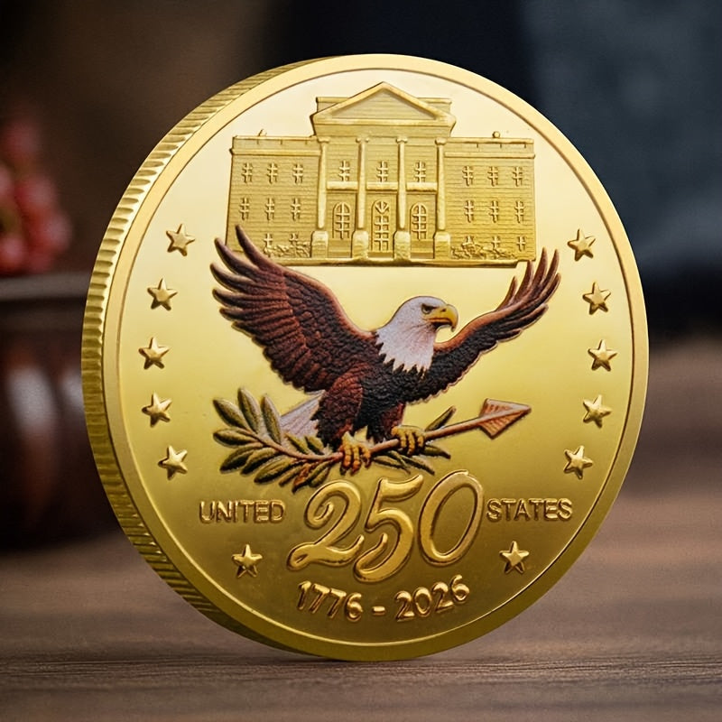 America 250th Anniversary Coin Set 2026 12pcs 1776-2026 USA Bicentennial Eagle Challenge Commemorative Medallion with Acrylic Cases Collector Gift