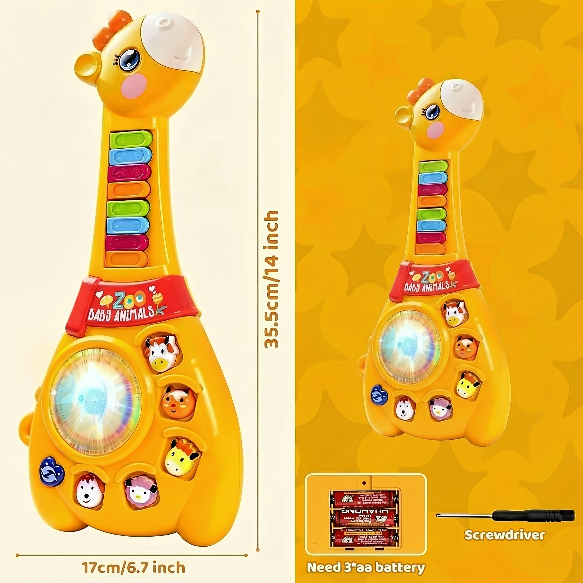 Baby Giraffe Guitar Musical Toy for 12 Months+ – Piano Keys, Animal Sounds & 8 Songs, Flashing Lights, Educational Learning Toy for Toddlers 1 Year Old Boys Girls, First Birthday Christmas Gift