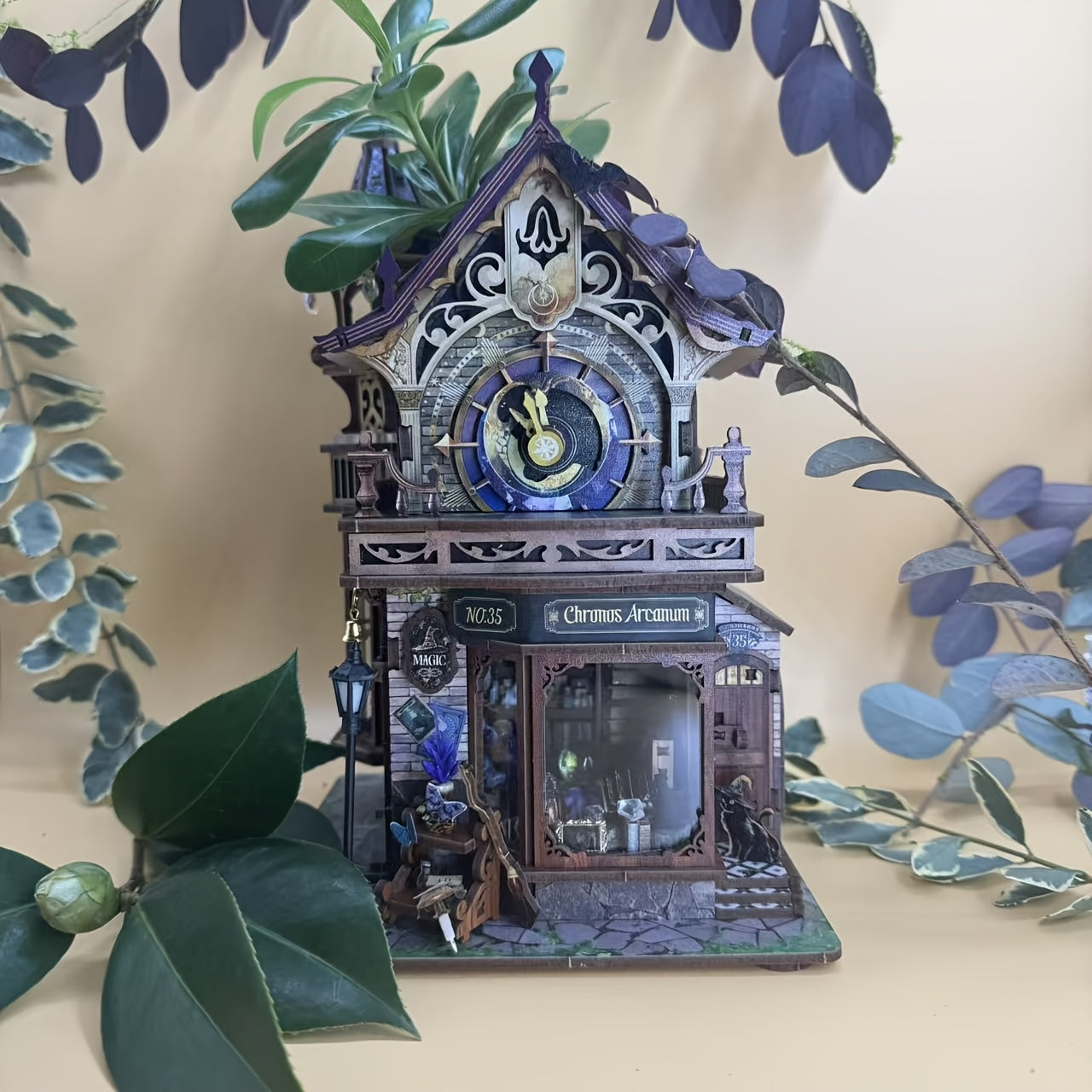 DIY Wooden Miniature Bookhouse Kit Mechanical Link System Model Building Set for Adults Teens Collectors Time Magic Club SQ-71 Craft Gift