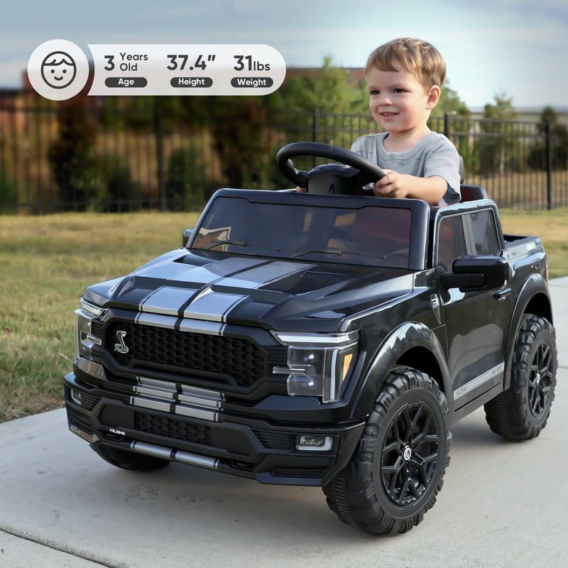 24V Kids Ride On Truck, Hikiddo Ford-Shelby F-150 with Remote Control, Dual 200W Motors, Bluetooth Music, Storage Trunk & 1 or 2 Seats